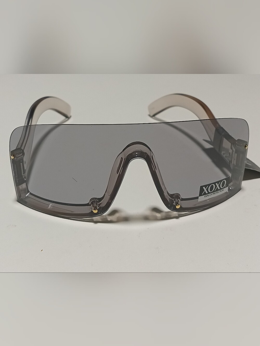 XOXO Womens Oversized Shield Sunglasses Rimless Grey Smoke Visor Y2K NWT